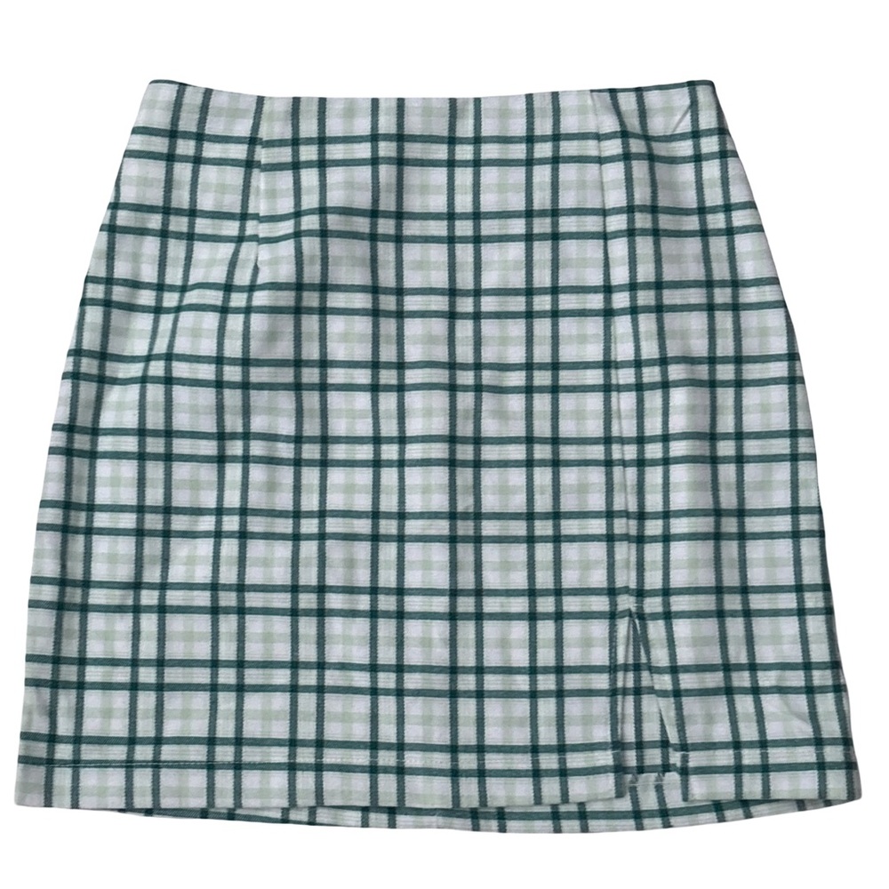 NWT Wild & Fable Plaid Green White Women's Skirt Short Pencil Mini Size 4